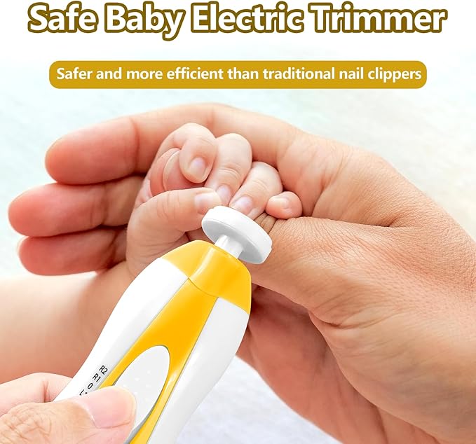 Baby Nail Trimmer Electric, 6 in 1 Rechargeable Baby Nail Clippers Manicure Set Grooming Kit for Toddler Infant or Adults (Yellow)