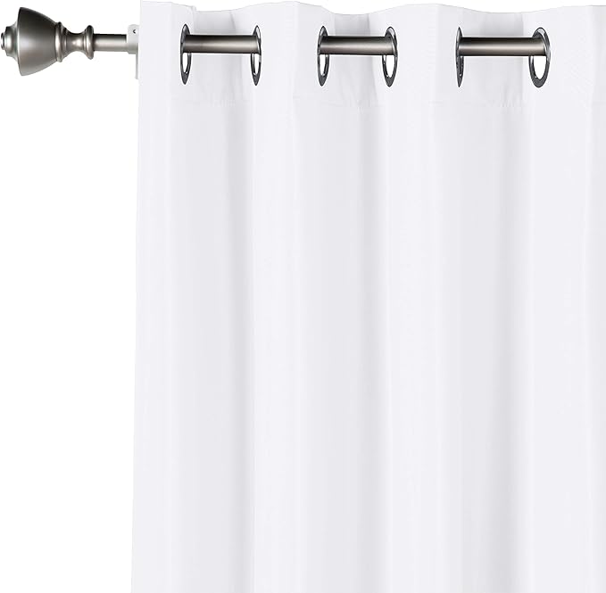 Amazon Basics Room Darkening Light Blocking Blackout Window Curtain with 2 Panels Grommets, for Living Room and Bedroom, 52 x 96 inches, White - Set of 2