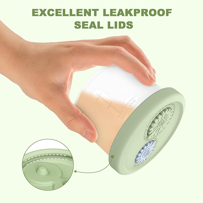 Silicone Baby Food Containers with Date-Tracking Lids, 6-Pack Reusable Snack Containers Food Storage Jars for Infants, Microwave, Dishwasher & Freezer Safe, 3 Sizes