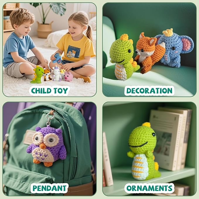 Utook Crochet Kit for Beginners,6 Cute Animals Crochet Kits with Yarn, Crochet Hooks & Accessories | Beginner-Friendly Video Tutorials | Great for Adults & Kids Learning to Crochet