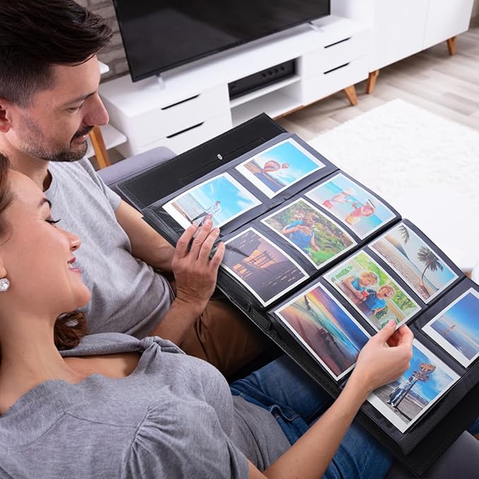 RECUTMS Photo Album 4x6 500 Pockets Photos, Leather Cover Large Picture Albums Holds 500 Horizontal and Vertical Photos for Wedding Family Baby (Beige)