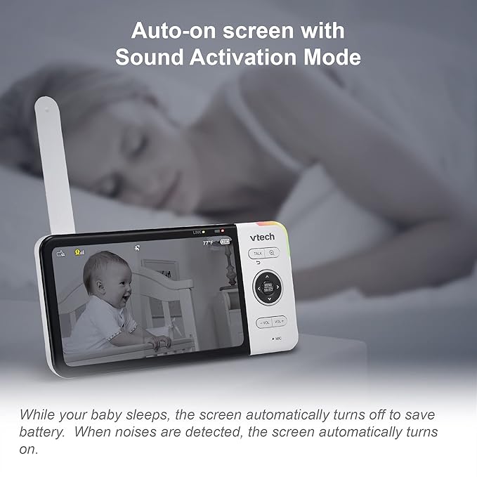 VTech VM818HD Baby Monitor, 5" 720p Screen, Night Light, 110-degree Wide-Angle True-Color DayVision, HD No Glare NightVision, 1000ft Range, 2-Way Talk, Secure Transmission No WiFi