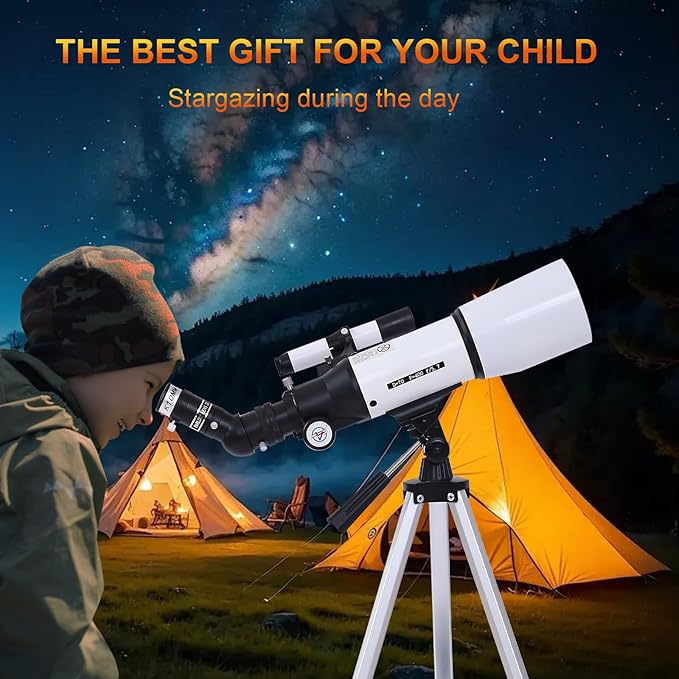 PISEZ 70400 Telescope for Adults & Beginner,70mm Aperture 400mm AZ Mount Astronomical Refracting Telescope for Kids Beginnerswith Carry Bag, Phone Adapter