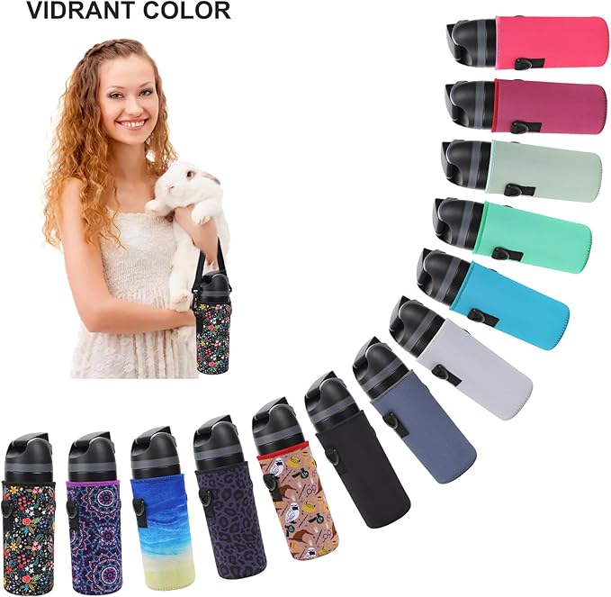 Neoprene Water Bottle Carrier Bag with Adjustable Shoulder Strap for Owala 24 OZ Tumbler, Insulated Water Bottle Cover for Owala FreeSip Insulated Water Bottle (Mauve, 24 OZ)