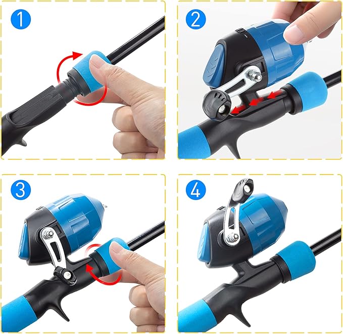 Kids Fishing Pole Kit, 59'' Telescopic Rod and Reel Beginner Combo with Spincast Reel,Tackle Box, Carrier Bag,Fishing Gear for Boys,Girls, Toddler,Youth