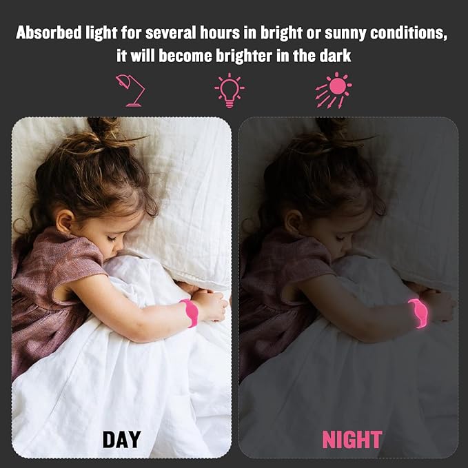 2 Pack Waterproof AirTag Bracelet for Kids, Hidden Silicone Wristband for AirTag, GPS Tracker Case for Air Tag Holder Strap Band for Child Toddler, Secure Anti-Loss Protection(Luminous)