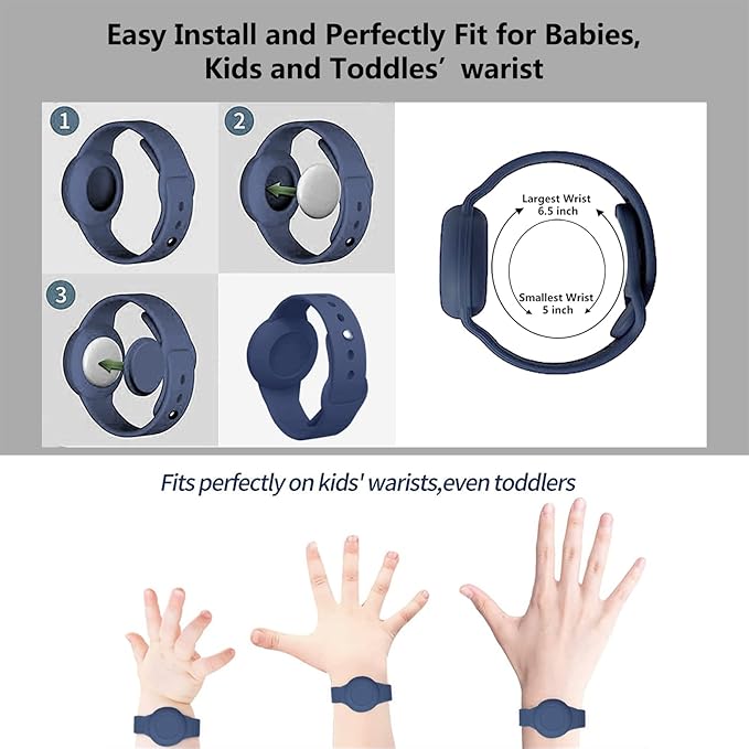 Waterproof Airtag Bracelet,Hidden Airtag Wristband,Anti-Lost Silicone Apple Airtag Holder Case,Airtag Case Cover Accessories Watch Band GPS Tracker-Blue