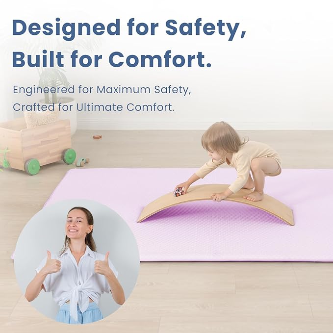 Baby Play Mat for Summer, 1.3 Thick Extra Large Memory Foam Cooling Floor Tummy Time Mat, Soft & Breathable, Non-Slip Rectangular for Toddlersâ Playtime & Rest(Pink,79"x118")