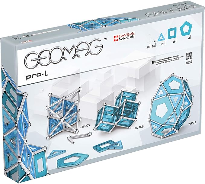 Geomag Magnetic Toys | Magnets for Kids | STEM-endorsed Educational Building Cube Set for Creativity & Learning Fun | Swiss-Made | Pro-L Kit 110 Piece Age 8+
