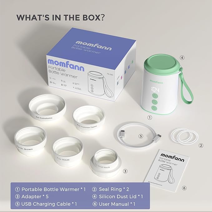 Portable Bottle Warmer, Travel Baby Bottle Warmer for Breastmilk On The Go, Leak-Proof, 2 Modes Fast Heating