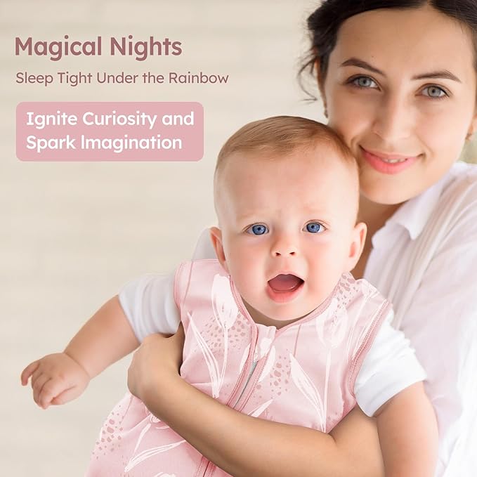 Baby Sleep Sack 12-18 Months 3 Pack 100% Cotton Lightweight 0.5 TOG Wearable Blanket Baby Sleep Bag with 2-Way Zipper for Newborn Infant Pink Flowers & Leaf