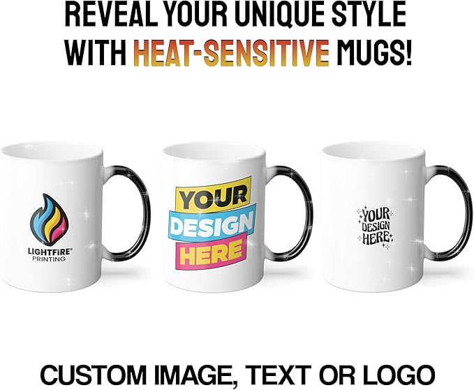 Personalized Coffee Mug – Custom Photo, Text, or Logo Ceramic Magic Mug Tea | Taza Personalizada with Heat Sensitive Color Changing Cup | Customized Gift Idea for Men & Women - Black Starry |11oz