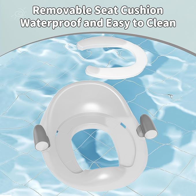 Potty Training Toilet Seat with Kids Step Stool Anti-Slip Toddler Seat, Soft Cushion, Baby Potty Training Set for Boys & Girls (Grey)