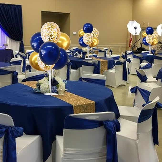 TONIFUL 4 Set Navy Blue Gold Balloon Centerpieces for Table,Balloons Stand Kit for Graduation Decorations 2025 Class of 2025 Party Decorations,New Year,Anniversary,Homecoming,Birthday Decoration