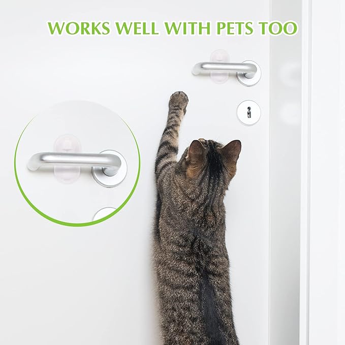 Child Proof Door Lever Lock, 2 Pack Door Locks for Kids Safety, Door Knob Child Proof, Baby Proofing, 3M Adhesive, Door Handle Child Proof, Baby Safety Locks for Toddlers (White)