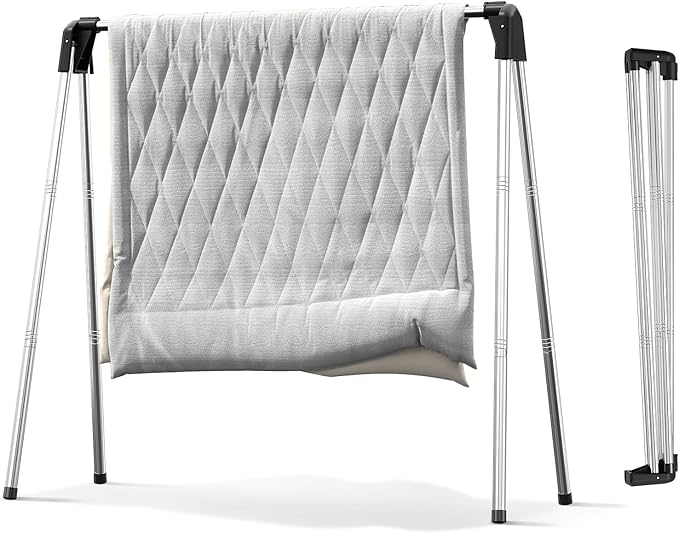 APEXCHASER Clothes Drying Rack Foldable, Stainless Steel Laundry Drying Rack Collapsible, Clothes Hanger for Sweater Baby Clothes Towel for Indoor & Outdoor, Portable Clothes Airer for Travel