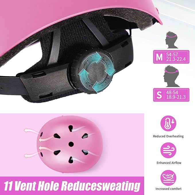 Kids Bike Helmet Set Adjustable Helmet for Ages 3-15 Kids Toddler Boys Girls Youth, Multi-Sport Bicycle Skateboarding Football Rollerskating Scooter Rollerblade Balance Bike Helmets