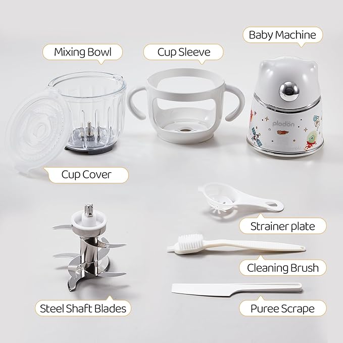 Baby Food Maker - Food Puree Processor, Fruits, Vegetables, Meats and Potatoes Mini Food Blender, Suitable for Avocados, Grapes and Strawberries Space Silver, 10 oz Gift Package