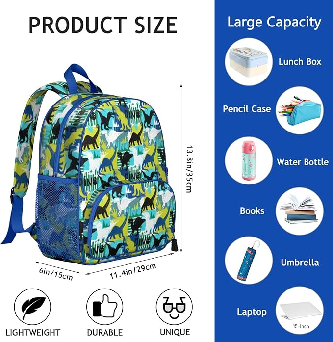 Toddler Backpack for Boys 3-8: Preschool Kindergarten Backpack - Cute Kids Backpacks for Boys-Dino