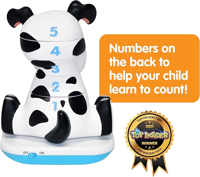 Stack-a-Roos Dalmatian Puppy by Salus Brands - Animal Stacking Toy, Educational Early Learning Toy for Infants Babies Toddlers, Age 12+ Months - Great Baby Gifts, STEM Toy