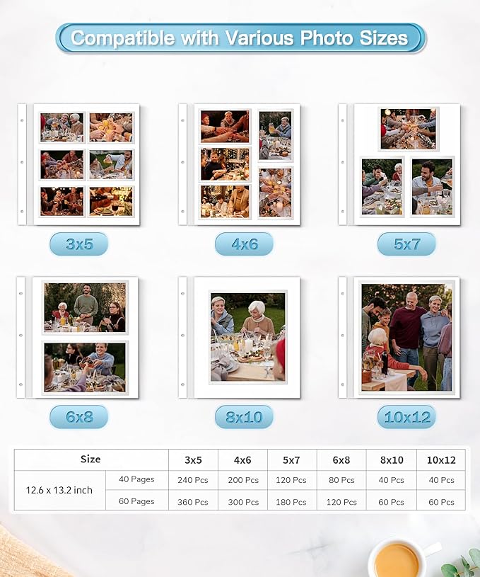 Popotop Photo Album Self Adhesive Scrapbook Album for 4x6 5x7 8x10 Pictures DIY Photo Book as Scrapbooking Supplies Kits, Birthday Gifts for Women Mom Wedding Baby Family Travel