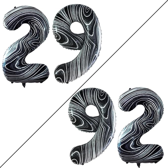 GOER Number 29 Balloons for 29th Birthday Party Decorations,42 Inch Jumbo Foil Helium 92 Balloons for 92nd Birthday Party Decoration (Marble Black)