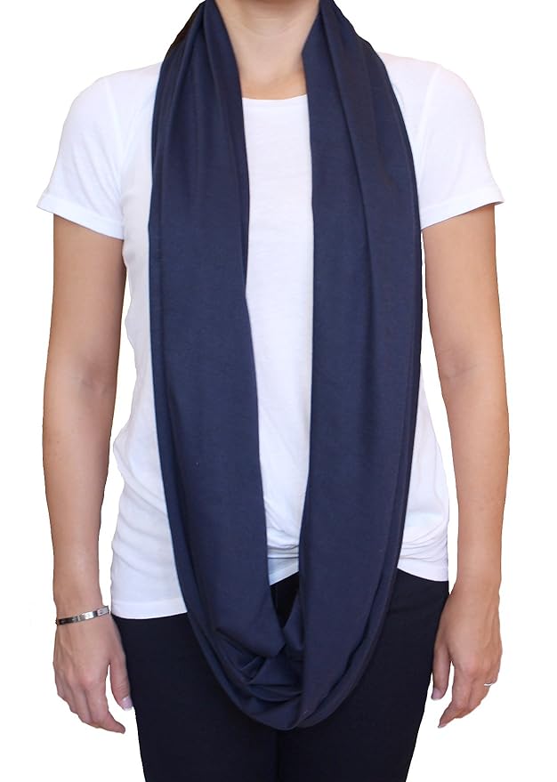 LK Baby Infinity Nursing Scarf Breastfeeding Cover Ultra Soft Premium Jersey Polyester- 100% AZO free and Safe for Baby (Navy Blue)