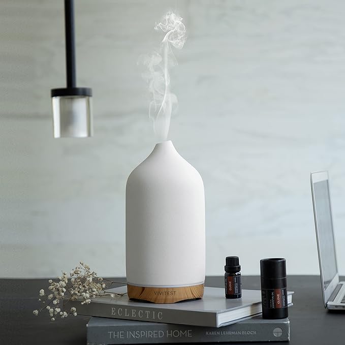 VIVITEST Aromatherapy Diffuser,250ML Ceramic Ultrasonic Essential Oil Diffuser for Aromatherapy (250ML)