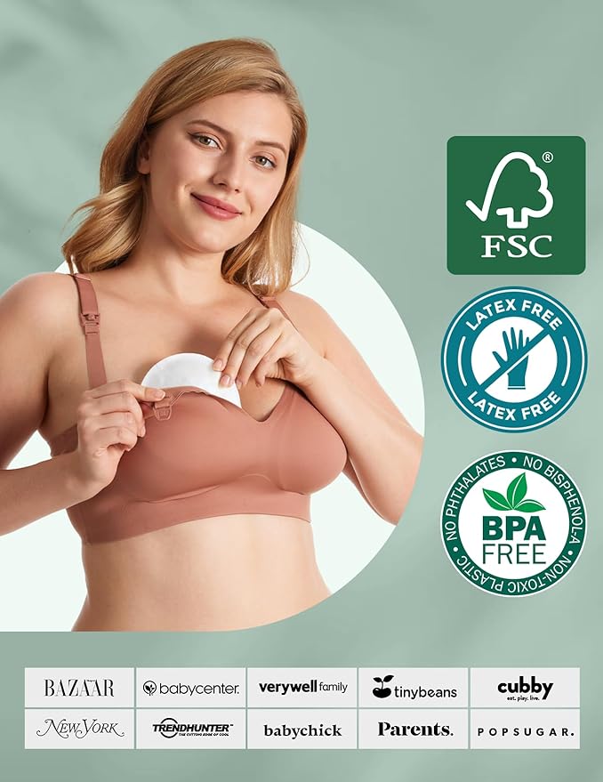 Momcozy Bamboo Disposable Nursing Pads, Advanced Blue Core for Ultra-Absorbent, Leakproof & 3D Design, Biodegradable for Sensitive Skin, Individually Wrapped, 120 Count