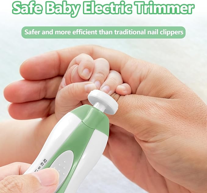 Baby Nail Trimmer Electric, 6 in 1 Rechargeable Baby Nail Clippers Manicure Set Grooming Kit for Toddler Infant or Adults (Green)