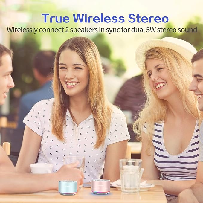 LENRUE Portable Bluetooth Speakers,Wireless Speaker with Clear Sound, Long Playtime, Small Mini Metal Speaker,Christmas Birthday Gifts for Men, Women,Kids(Sky-Blue)