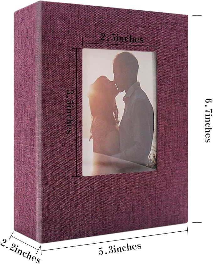 Vienrose Photo Album 4x6 100 Pages Photos Linen Cover Picture Book with Front Window for Baby Wedding Children