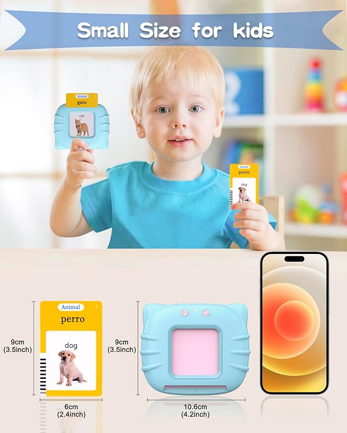 510 Words Spanish Flash Cards for Kids, Autism Toys for Toddlers 2-3 Years Old, Speech Therapy Toys, Educational Learning Flash Cards for Boys and Girls Blue(Spanish/English/Bilingual)