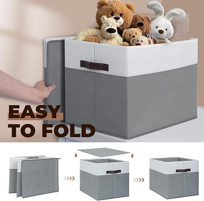 Criusia Extra Large Storage Bins 4 Pack - 16x12in Closet Organizers and Storage Baskets for Organizing Clothes Toy Blanket - Fabric Storage Cubes Containers for Shelves - All Room Organization