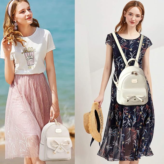 I IHAYNER Girls Bowknot Cute Leather Backpack Mini Backpack Purse for Women