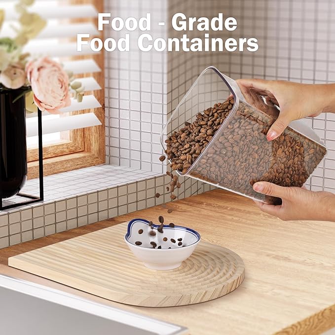 Pop Airtight Food Storage Containers Set with Lids, Large 4.2Qt/4L Food Containers with Scoop, Kitchen Pantry Organization and Storage, BPA Free Stackable Cereal Container (2 * 4.2Qt)