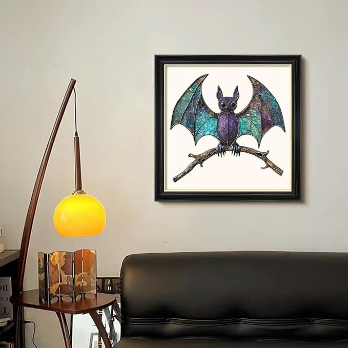 Wooden Puzzles for Adults,Stained Glass Bat Puzzles -Animal Wooden Puzzles,Unique Irregular Fun Challenging Jigsaw Puzzles Gifts,Perfect Family Games,11.2 * 10.6inch