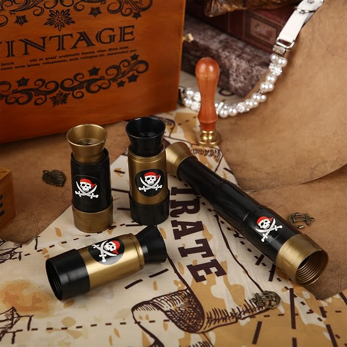 Deekin 12 Pcs Pirate Telescope for Kids Pirate Party Favors Accessories Telescope Toys Spyglass Mini Treasure Hunt for Boat Halloween Birthday Party Supplies