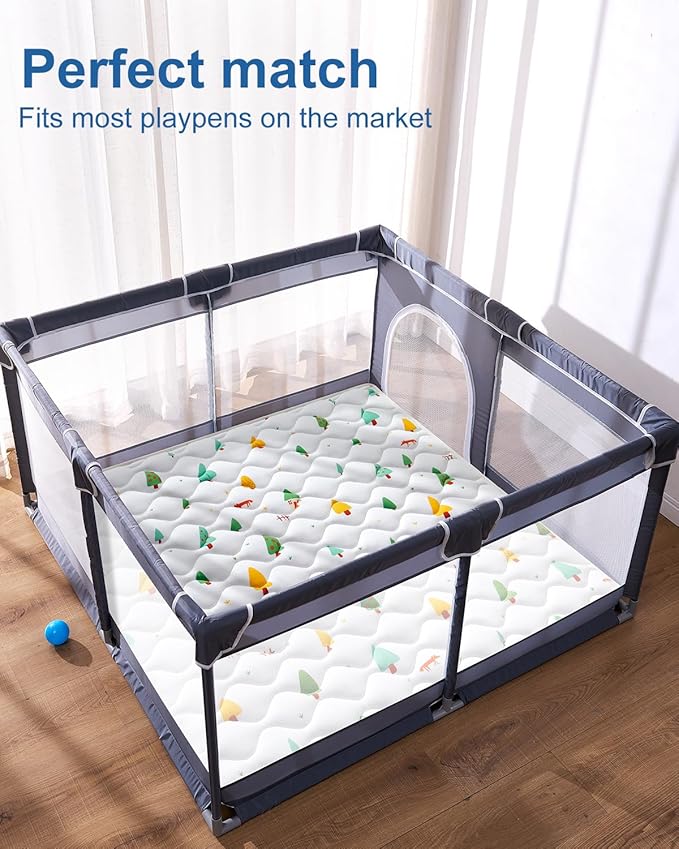 Odorless Premium Foam Baby Play Mat 4ft x 6ft, Soft Microfiber Fabric Crawling Mat for Floor- Comfortable and Hypoallergenic, Non-Slip Cushioned Floor Playpen mat for Infants,Babies,Toddlers