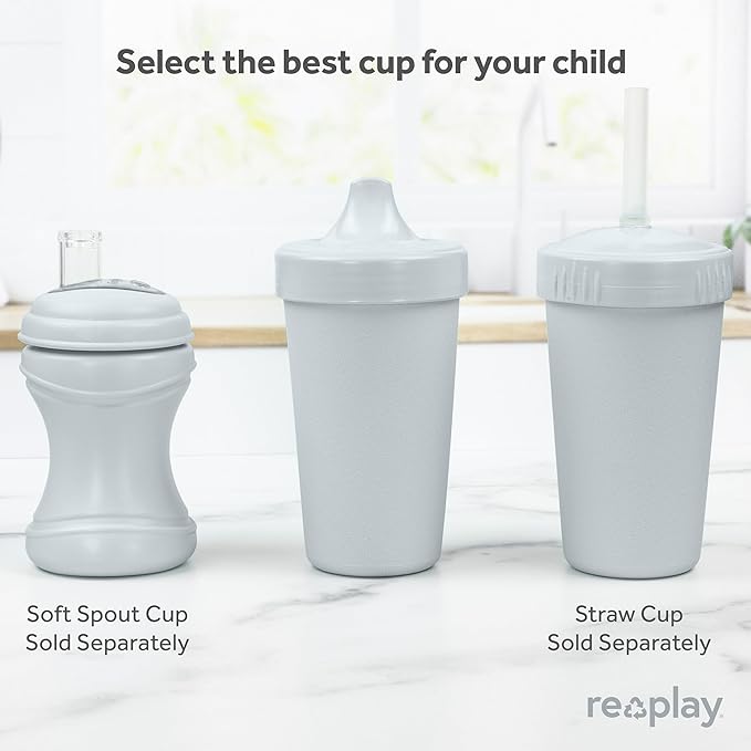 Re-Play Sippy Cups for Toddlers - 10 Oz. Reusable Spill Proof Cups for Kids, Dishwasher/Microwave Safe - Made in USA - Set of 3-3.13" x 6.25" - Modern Pink