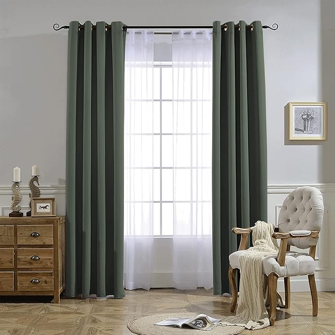 NICETOWN Room Darkening Curtains for Nursery, Grommet Thermal Insulated Light Blocking Window Treatments Sound Reducing for Bedroom, W37 x L72, 2 Panels, Dark Mallard