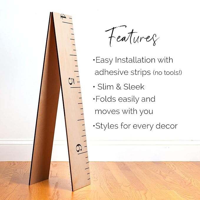 Wooden Growth Chart – Kids Height Chart, Wall Measurement for Kids, Height Chart for Wall, Growth Ruler for Children – Natural Ruler (63"x6.7")