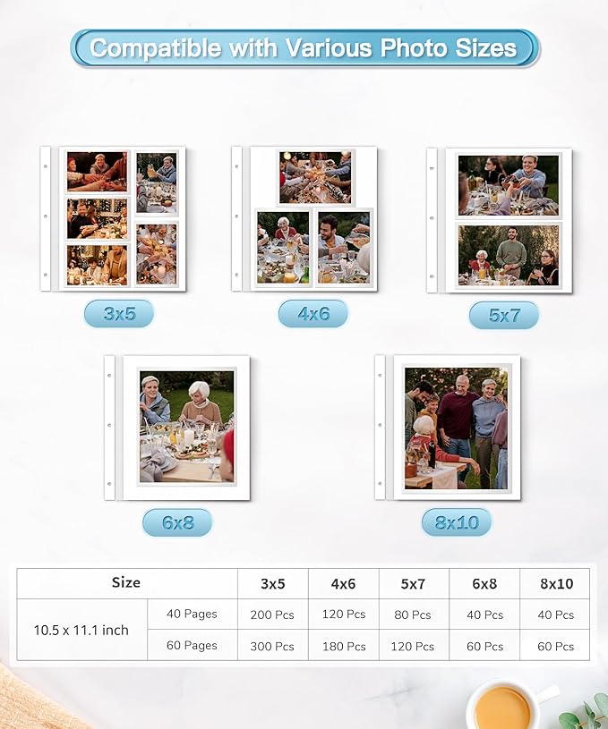 Popotop Photo Album Self Adhesive Scrapbook Album for 4x6 5x7 8x10 Pictures DIY Photo Book as Scrapbooking Supplies Kits, Birthday Gifts for Women Mom Wedding Baby Family Travel