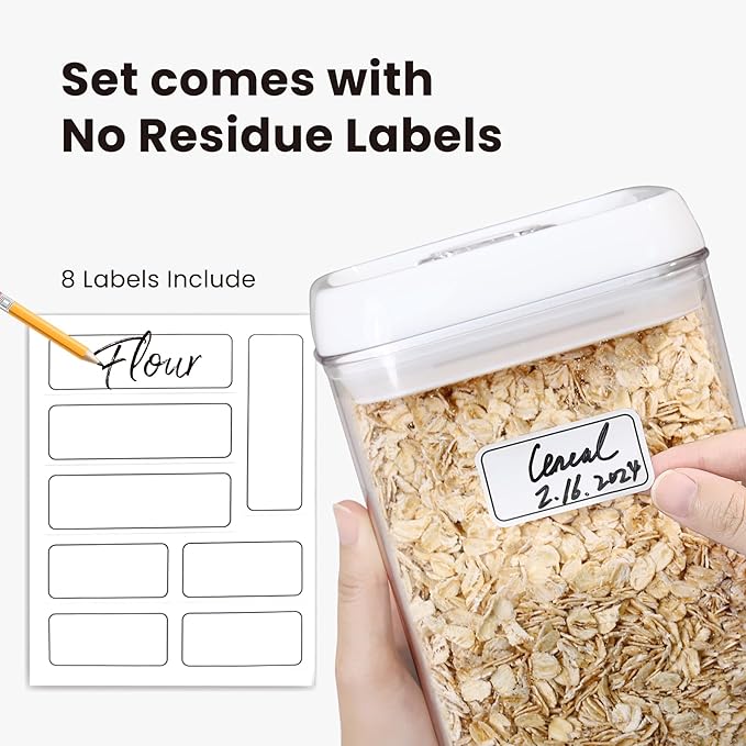 Felli Flip Tite Food Storage Container 5" LARGE Size Airtight Lid Lock Top, Stackable Kitchen Canister for Space Saving, Pantry Fridge Cupboard Organizer, Spice Seasoning Pet Treats Snack (1.1 qt)