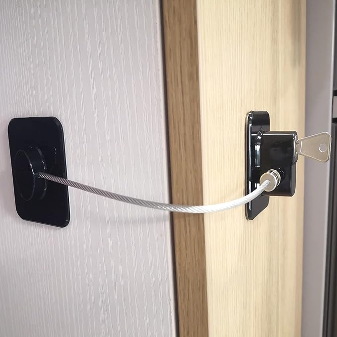 YEYA Refrigerator Lock, Baby Proof Cabinet Locks with Keys, Safety Cabinets Locks for Toddler 4 Pack