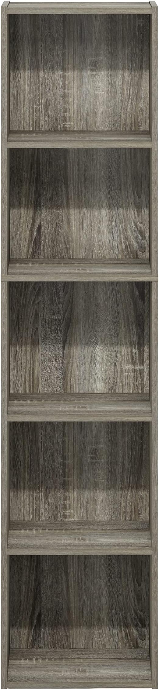 Furinno Luder Bookcase / Book / Storage, 5-Tier Cube, French Oak