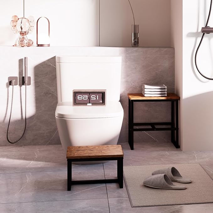 Step Stool for Adults & Kids,Holds up to 500Lb,3 in1 Heavy Duty Sturdy Wooden 2 Stepstool for Kichen/Bathroom/High beds, Metal Frame, Non-Slip Pads