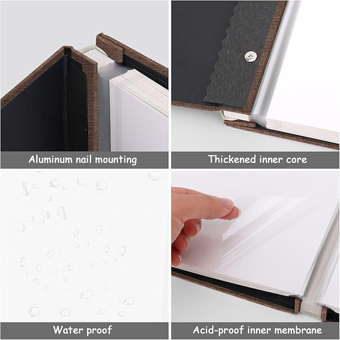 Zesthouse Photo Album Self Adhesive Pages, 60 Pages Magnetic Scrapbook Albums with Sticky Page,Photos Album Holds 8x10 & 5X7 & 4x6 & 6x8 & 3x5, Large Picture Book Ideal for Family,Wedding,Baby