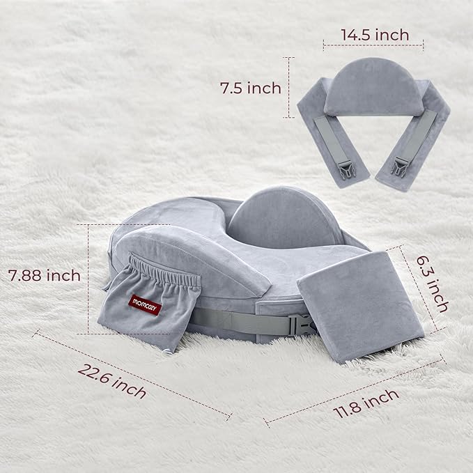 Momcozy CozyPro Nursing Pillow for Breastfeeding - All Around Ergonomic Comfort & Support - Pioneering Safety Fence - Plus Size Wider Feeding Pillow with Lumbar Support for Easier & Healthier Nursing