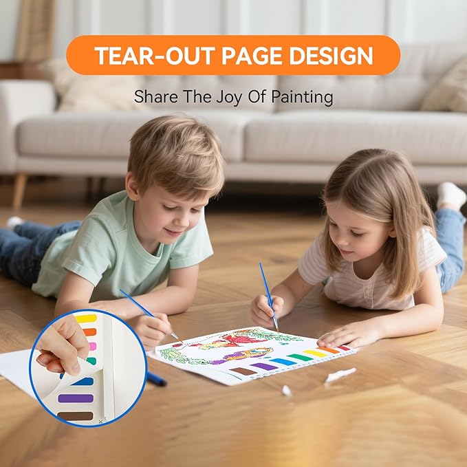 PIRIE Paint with Water Coloring Books for Kids,Watercolor Painting Sets Painting Activity for Kids Ages 3 4 5 6 7 8+,Birthday Gifts Arts & Crafts Toy (Animal)